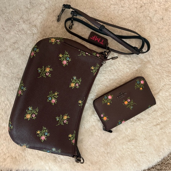 Coach Dark Brown Floral Shoulder Bag Set - Picture 5 of 6